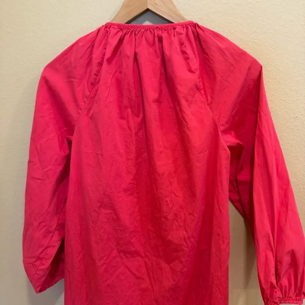 J. Crew Pink Cotton Poplin Long Sleeve Button Front Mini Dress XS
